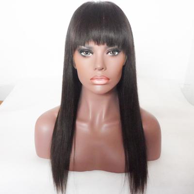 China Top Quality Hand tied Brazilian Human Hair Swiss Lace  Wig full lace wigs with bang for sale