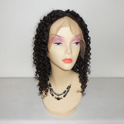 China 100% Virgin Human Hair  #1b 130% Density Indian Remy Deep Curl Full Lace wigs for sale