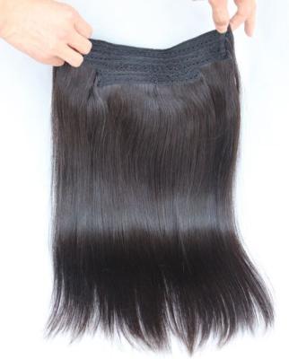 China Thick Bottom 120g 10-30 IInches Brazilian Human Hair Silky Straight Halo Hair Extension for sale