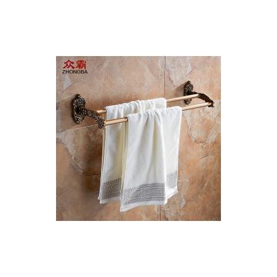 China Doors/On Behind Walls Factory Sale New Products Round Black Antique Bathroom Towel Rack Double Bar Towel Rack Punch Free Custom for sale