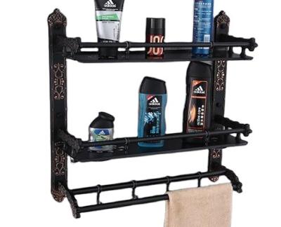 China Behind The Doors/On Walls Factory Direct Wholesale Black Antique Towel Rack Combination Storage Shelf for sale