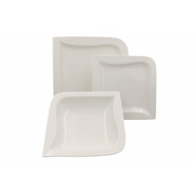 China Disposable Good Prices Cheap Porcelain Dinnerware Sets White Square Ceramic Dinner Dishes For Sale for sale