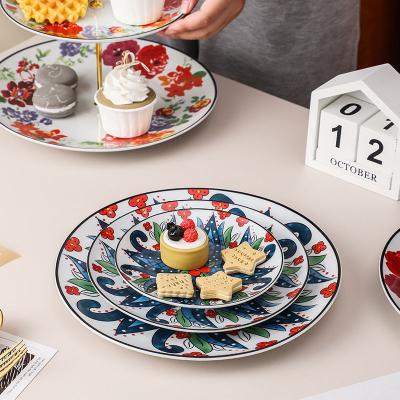 China Disposable Disposable restaurant dinner plates customized design flower wedding party ceramic dish for food for sale