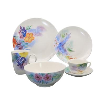 China New Arrival 6pcs Disposable Ceramic Tableware Flower Design Dinner Set Hand Painted Tableware for sale