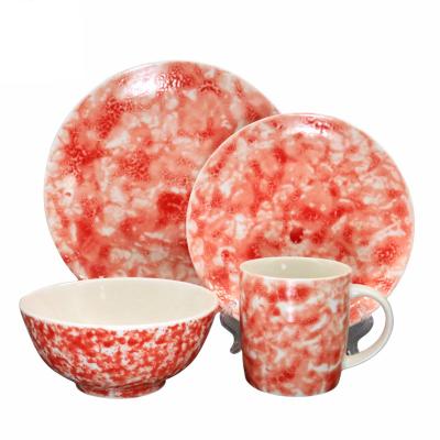 China 2020 New Ceramic Dinnerware 16pcs Disposable Porcelain Dinnerware Set Red Luster Dinnerware For Sale for sale