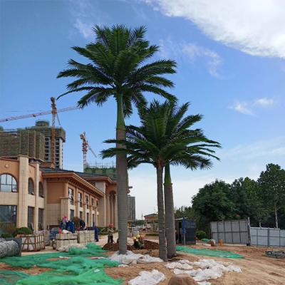 China Giant artificial palm tree hotel villa tropical plant antifading Anti-UV environment friendly decor royal palm 4m for sale