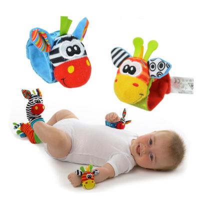 China Stuffed Baby Toddler Plush Ladybug Wristband Ratchet Wrist Band Cute Animal Baby Socks Toys for sale