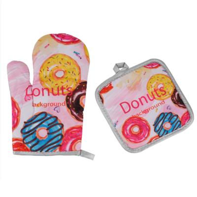 China Stand Cotton Minimalist Wholesale Custom Printed Heat Insulation Oven Mitt and Pot Set for sale