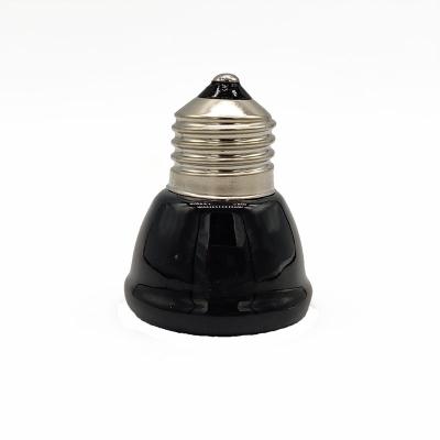 China Reptile Lamp Bulb 55mm Mini Black Ceramic Reptile Heat 25W 50W 75W Far Infrared Ceramic Heater Bulb for Pet Reptiles for sale