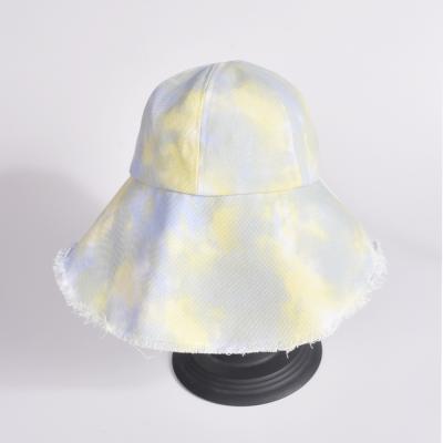 China Hot sale image summer tie-dye double use cotton solid color side floppy fisherman hat graffiti unisex bucket hat for sale