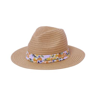 China High Quality Dobby Fashion Shorts Brim With Beautiful Ribbon Panama Paper Braid Straw Hats for sale