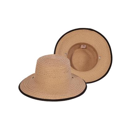 China Paper Braid Fashion Design Sun Bucket Protect Big Brim Woman Woven Outdoor Straw Hat for sale