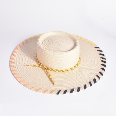 China Checked 2022 New Design Fashion High Quality Straw Hats Wide Brim Paper Braid Straw Hats Style for sale