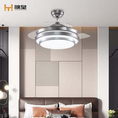 China Modern 36/42 Inch 25/40W LED Cealing Silent Remote Retractable Reversible Silver Ceiling Lights Fans for sale