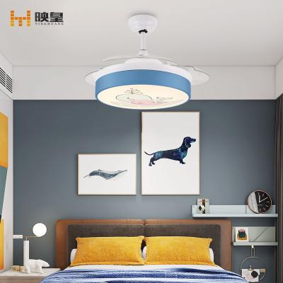 China Super Silent Remote Control 36/42 inch LED Bedroom 25/40w Dolphin Blue Ceiling Fan Light for sale