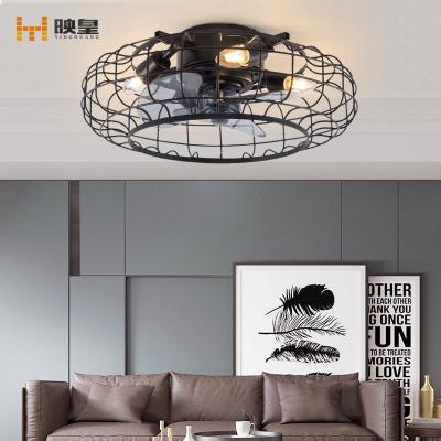 China Modern Smart Control Living Room Bedroom Iron Metal Net Indoor Ceiling Fan With Light for sale