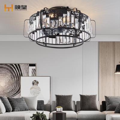 China Modern Smart Control Crystal Living Room Bedroom Remote Ceiling Fan With Light for sale