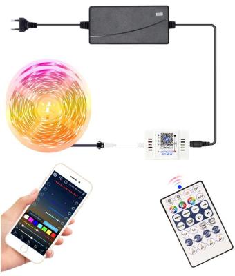 China Residential 12v WIFI music sensing RGB intelligent remote flexible nonwaterproof landing LED strip lights for sale