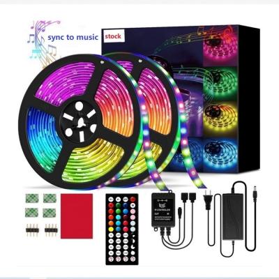 China Home Bedroom Kitchen Christmas 12v 5050 Music Sync RGB Color Changing RGB Tira de luz Led Strip Light Waterproof With 44key Remote for sale