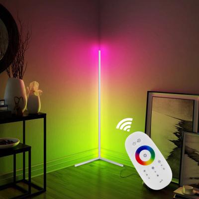 China Modern Decorative Floor Lamp Shade LED Light RGB Tripod Corner Standing Remote Control Floor Lamp For Living Room for sale