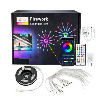 China LANDSCAPE Dreamcolor Music Voice Sync Rgbic RGB Fireworks Smart Waterproof Fireworks Led Strip Lights With Outdoor For Bar Party Holiday for sale