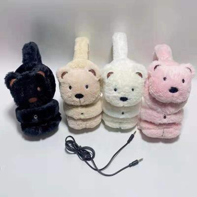 China Fashionable Earphone Christmas Gift 2 In 1 Winter Plush Earmuff Warm Fluffy Earphones for sale