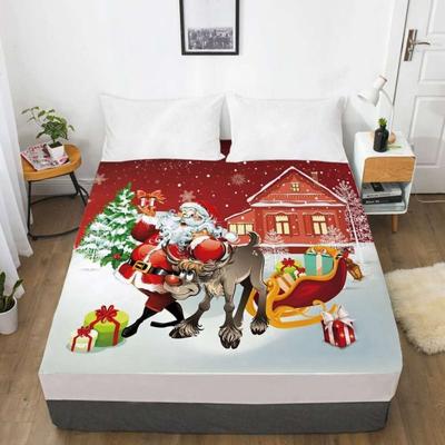 China Nondisposable 3D Printing Christmas Design Fitted Bed Sheet for sale