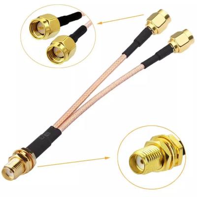 China SMA To Double Splitter Combiner 3G 4G RF Antenna SMA Y Type Extension Cable Coax Coaxial Cable For 3G 4G Modem Router 15CM 3G 4G RF Antenna for sale