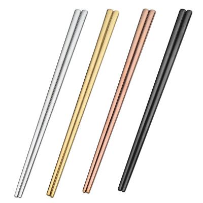 China Viable Custom Flat Stainless Steel Chopsticks Korean Colorful Titanium Chopsticks For Wedding Gift for sale