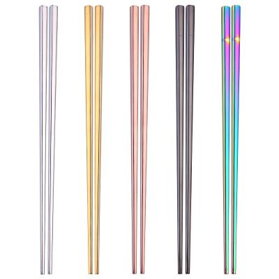 China Sustainable Korean Custom Metal Titanium Color Stainless Steel Chopsticks For Sushi Wedding Gift Souvenirs for sale