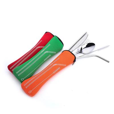 China Sustainable Support Logo Portable Cutlery Stainless Steel Custom Camping Travel Cutlery Set with Case and Opener for sale