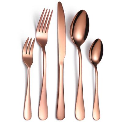 China Tableware 1010 Stainless Steel Rose Gold Plated Cutlery Sustainable Western Metal Set for sale