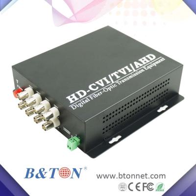 China Ethernet Over Fiber 4 Channel Digital Video Converter, IP/AHD/CVI/TVI Signal To DVR, BNC To Fiber Video Transmitter/Receiver for sale