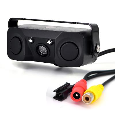 China 3 in 1 Car Parking Sensor Rear View Camera with 2 Sensors Indicator Buzzer Alarm Car Radar Assistance System Car Reverse Camera PZ451 for sale