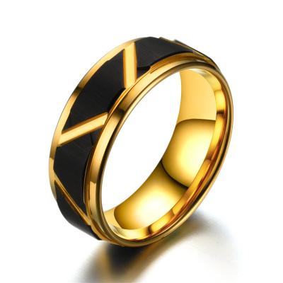 China 2021 FASHIONABLE New Hot Sale Fashion Design Black + Gold Slotted Titanium Men Thumb Rings for sale