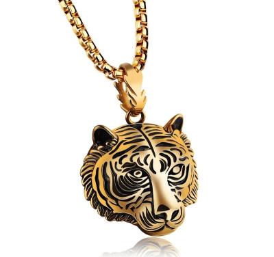 China FASHIONABLE stainless steel hotselling black men's gold jewelry hip hop amazon tiger necklace wholesale for sale