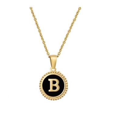 China Fashion Stainless Steel Circle Shell 26 Letters Delicate Wholesale Delicate Gold Plated Necklace Chain for sale