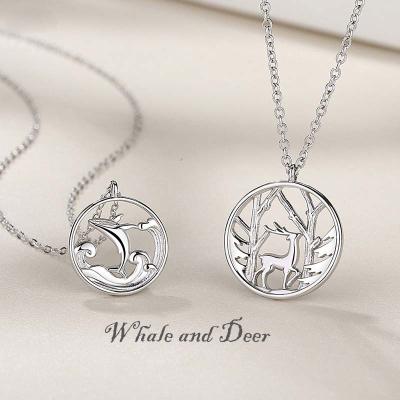 China Couple Necklace Fashion Whale Deer Couples Necklace 925 Sterling Silver Men Women Pair Chain Pendant Gift for sale