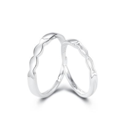 China Sterling Silver Design Fashion s925 Niche Pisces Kissing Pisces Couples Ring Simple Pisces Couples Ring for sale