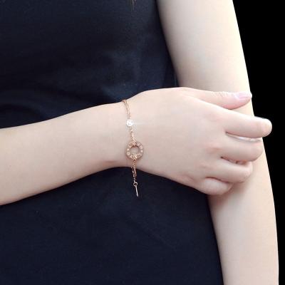 China FASHIONABLE Hot Sale 18k Gold Plated Love Chain Bracelet Double Layer Diamond Stainless Steel Bracelet for sale