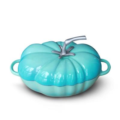 China Sustainable Pumpkin Pot Cast Iron Cooking Pots Cast Iron Pumpkin Casserole Pot Enamel Soup For Hot Soup for sale