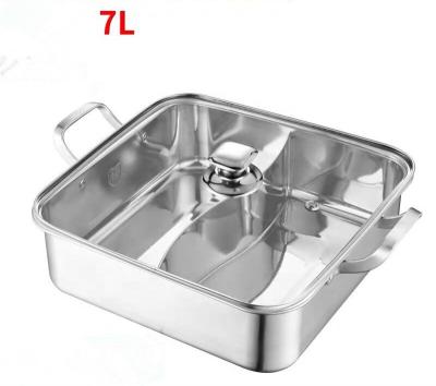 China Two-flavor Large Capacity 304 Stainless Steel Soup Pot Square Hot Pot Sustainable For Cooking for sale