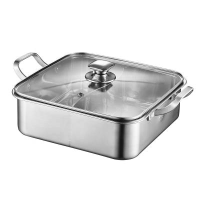 China Two-flavor Hot Pot Square Large Capacity Stainless Steel Stock Pot Soup Pot Sustainable For Household for sale