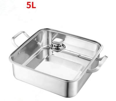 China Large Capacity Sustainable Two-flavor Pot Square 304 Stainless Steel Soup Hot Pot For Household Cooking for sale