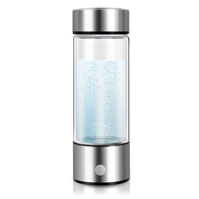 China Portable High Sustainable Hydrogen Borosilicate Glass Bottle USB Rechargeable Ionized Water Generator Bottle for sale