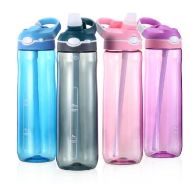 China Sustainable Plastic Water Sport Water Bottle Bottle Plastic Clear Water Bottles With Straw for sale