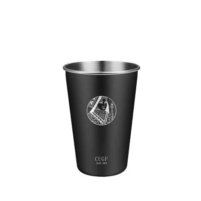 China Stainless Steel Viable Single Wall Mug Black Travel Mug Cold Drinks Mug For Beer Coffee SS304 for sale