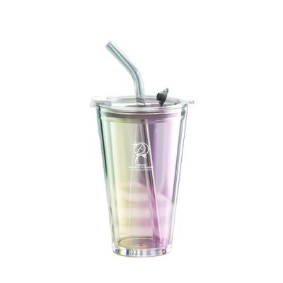 China Viable Lead Free Water Bottle Glass Water Bottle Glass Bottles With Straw Lid For Juice for sale