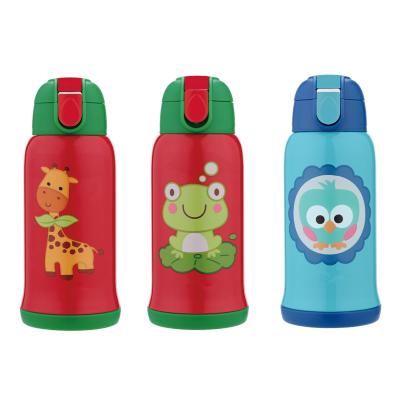 China Goshen 500ml Sustainable Cute Animal Printing Double Wall Stainless Steel Kids Drinking Watter Bottle With Straw for sale