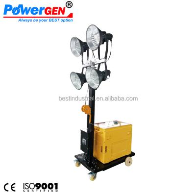 China The cheapest price! ! ! POWERGEN Mast 4.8m with Metal Halide Lamp 4x400W Light Tower Mobile Emergency Portable Diesel Generator 5KW 4x25000lumen for sale